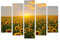 AREDE 5er Set Wandkunst Gemälde Bild Poster Sonnenblumenfelder bei Sonnenaufgang | 120 x 80 cm | Wandbilder Wanddekoration Home Office Wohnzimmer Schlafzimmer Dekoration | Fertig zum Aufhängen