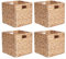 Yagosodee Storage Boxes,Set of 4 Water Hyacinth Storage Baskets with Handle,Foldable Wicker Storage Cubes Organizer Bins for Shelves, Foldable, Clothes Storage 30x30x30cm Storage Unit Cubes