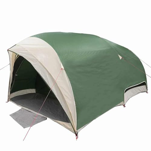 HOMELEN Tente tunnel avec toit vert 410 x 285 x 198 cm Taffeta en taffetas imperméable coupe-vent 6 personnes Famille Camping Tente avec E-Port Light Hook Ventilation Outdoor Garden Terrace Shelter