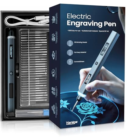 Engraving Pen for Metal Wood Glass Plastic, Engraving Tool with LED Light, 31 Bits, Cordless, 5 Speeds, Rechargeable Multi-Purpose Power Rotary Tool for Sanding Polishing Drilling Engraving DIY Crafts