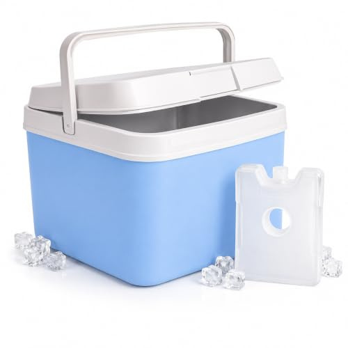 Contenitore refrigerante da 15 litri con elemento di raffreddamento e batteria di raffreddamento – Thermobox per raffreddamento extra lungo, ideale come borsa termica (blu)