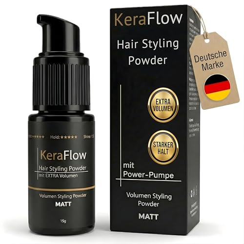 KeraFlow Hair Styling Powder mit Pumpkopf 15g – Haarpuder für extra Volumen & starken Halt – Volumen Puder für Haare mit mattem Finish für flexibles Styling ohne Verkleben
