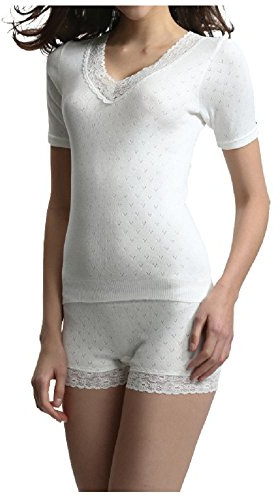 Palm Ladies/Womens Stylish Brushed Side Seam Free Thermal Short Sleeve Vest (Large 16-18, Ivory)