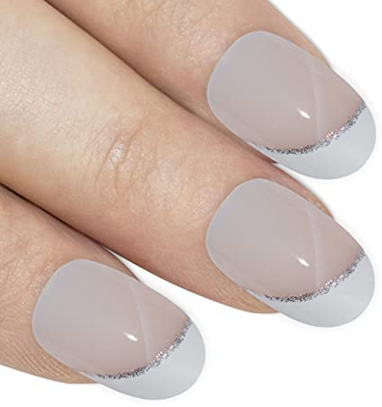 Falsche Nägel Bling Art Gel Poliert Glitzer 24 Kunstnägel Mittel Tipps mit Kleber (Shooting Star)