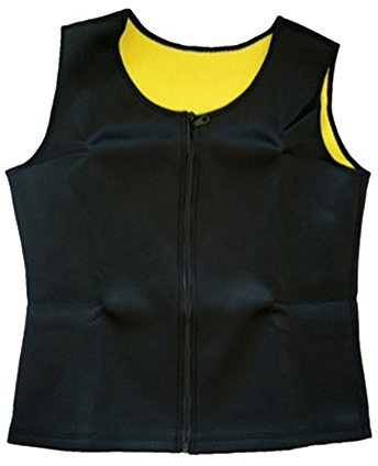 Débardeur de Sudation Néoprène Homme pour Sport Musculation Tee Shirt Gilet Amincissant à Zip Fort Compression et Transpiration pour Perdre du Poids Minceur Noir Jaune L
