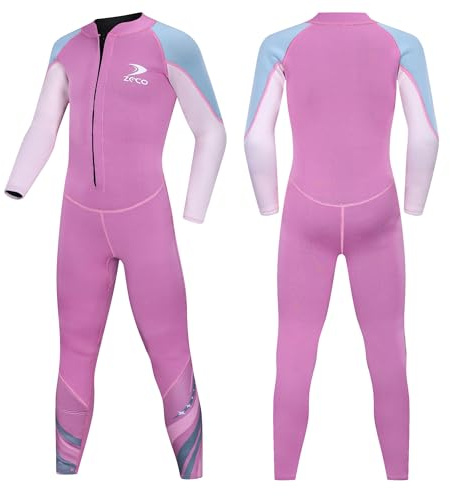 Traje de Neopreno para niños 2,5 mm – Mono térmico de Manga Larga para niños y niñas, Ideal para Deportes acuáticos (Rosado, Medium)
