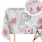 Grau Wachstuch mit Staubrosa Rosen Shabby Chic Stil und weiß Spitze Muster - Abwischbare PVC Wachstuchtischdecke Wasserabweisend Rechteckige 200 x 140 cm - Strapazierfähiges Tischdecke - Vintage Stil