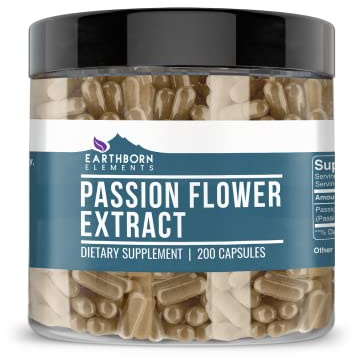 Earthborn Elements Passion Flower Extract 200 Capsules, Pure & Undiluted, No Additives
