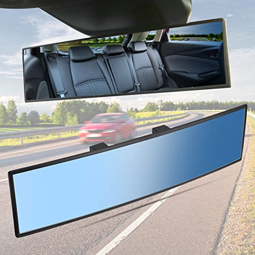 JOYTUTUS Rear View Mirror, 11.81 Panoramic Convex, Universal, Anti-Glare | Rear View Mirror, Universal 11.81 Panoramic Convex Interior Clip-On Wide Angle Mirror for Cars, SUVs & Trucks - Blue