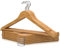 PORTENTUM Kleiderbügel aus Holz, 10 Stück, Naturfarben. Für alle Kleidung, 360º Drehbarer Haken, Hosenbügel, Rutschfester Kleiderbügel für Anzüge, Jacken und Hemden, Kerben für Kleider und Blusen