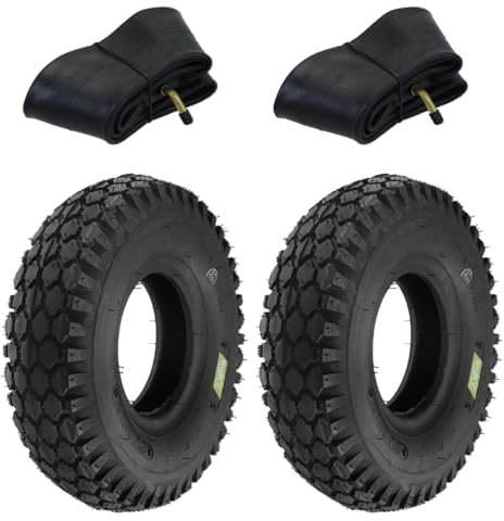 2 KIT Pneumatici 4.10/3.50-4 + Camere con Valvola Curva Copertoni 4 PR Ricambio per Carriola Carrello Manuale Porta Pacchi