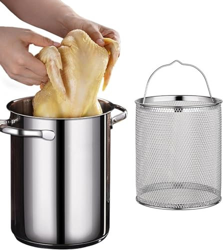UNbit Pasta Pots 304 Stainless Steel Asparagus Pot, 4.1L Asparagus Vegetable Steamer Spaghetti Pasta Stovetop Cooker With Removable Basket And Visible Lid, Oil Deep Fry Pan, Silver Pot