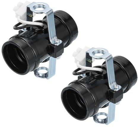PATIKIL E26/E27 Base Media 2 Prese per Gruppo Luci, 2pz Supporto Base Lampada Incandescente Multi-Cluster per E26/E27 Lampadina Portalampada, Nero