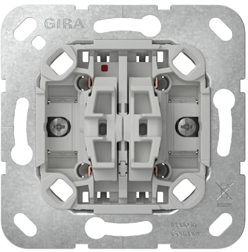 GIRA Wipp‑Jalousietaster Einsatz 10 A 250 V~ | elektrisch & mechanisch verriegelt I Sperre gegen doppelseitiges Einschalten |l Schwimmende Schaltwippe I Spannungsprüfung von vorn I Thermoplast‑Sockel