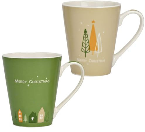 Set di tazze di Natale in porcellana, 380 ml, con scritta festiva – dolce tazza da caffè Ø 9 x 13 cm, tazza di vin brulé per inverno, Natale – porcellana di alta qualità, lavabile in lavastoviglie