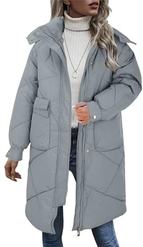 Chaqueta acolchada para mujer con capucha, abrigos largos acolchados para mujer, talla grande, abrigos de invierno para mujer, impermeables, cálidos, con cremallera completa, cárdigan grueso con