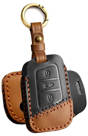 ATFIGII nyckelfodral läder bilnyckel fodral kompatibelt med VW, Keyless Go B svart ring, keyless go 3 Tasten