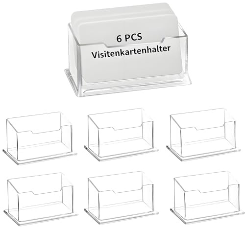 ZHOUHON Visitkortshållare, 6 stycken visitkortshållare akryl affärskortshållare visitkort hållare visitkort bordsstativ vägg för kontor hem samling arrangör