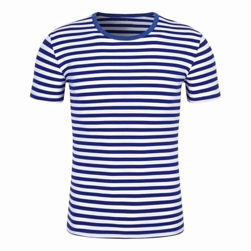 Camiseta de manga larga a rayas blancas azules y blancas para hombre Camiseta