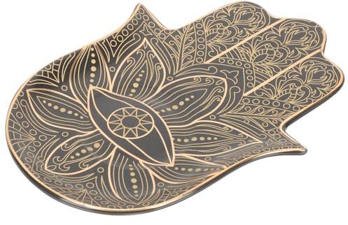 SHERCHPRY Vassoio in Ceramica Decorativo Mano di Fatima, Sottobicchiere da Tavolo Multifunzione, Piatto Espositore per Gioielli e Organizer per Scrivania, Regalo la Casa e Ufficio