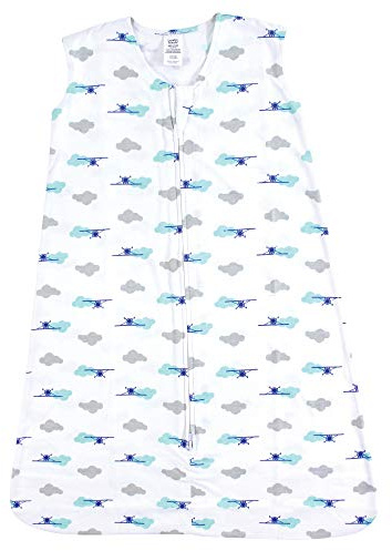 Luvable Friends Unisex Baby Sleeveless Jersey Cotton Sleeping Bag, Sack, Blanket, Airplane Cloud Jersey, 0-6 Months