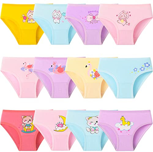 Adorel Girls Underwear Toddler Knickers Pants Cotton Pack of 12 Cute Animals 2-4 Years (Manufacturer Size S)