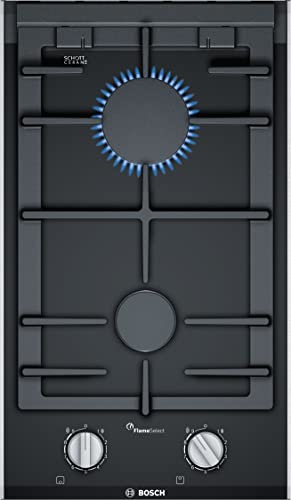 BOSCH PRB3A6B70D - Piano cottura a gas domino serie 8, fornello a gas autosufficiente, larghezza 30 cm, FlameSelect, supporto per pentole lavabile in lavastoviglie, accensione a 1 mano, in alluminio