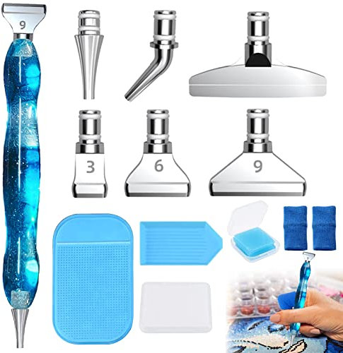 Diamond Painting Zubehör Stifte Diy 5D Diamant Malerei Stift Kits und Werkzeuge Kunstharz-Diamant-Malstift für Erwachsene Und Kinder Kunst Handwerk Mit 6 Stücke Ersatz Stiftköpfe für Diamantmalerei