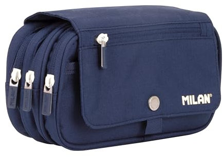 MILAN® Federmäppchen mit 4 Reißverschlüssen mit Klappe, 1918, Blau