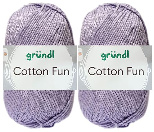 2x50 Gramm Gründl Cotton Fun Häkelgarn aus 100% Baumwolle inkl. Anleitung für Meerschwein (29 Flieder)