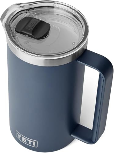 YETI Rambler Pitcher, Vacuum Insulated, Stainless Steel with MagSlider Lid, Navy, 34 oz (1005 ml)