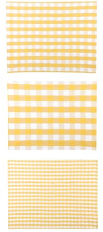 KASANOVA Juego de 3 paños de cocina de 50 x 70 cm, color amarillo a cuadros, de algodón