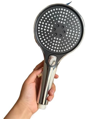 Soffione doccia di grandi dimensioni con modalità a 3 velocità, set doccia booster, uscita acqua, regolazione a 3 velocità, servizi igienici for la casa(Silver)