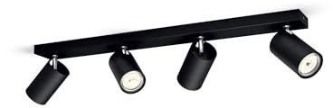PHILIPS CONSUMER LIGHTING KOSIPO FARETTO 4 LUCI NERO IN METALLO ATTACCO GU10 ORIENTABILE 52059430PN