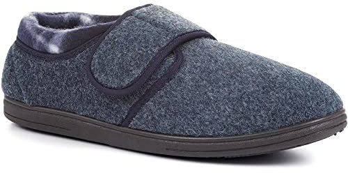 Pavers Anti-Bacterial Touch-Fasten Slippers - Navy Size 12