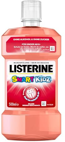 LISTERINE Smart Kidz Mild Berry (500 ml), antibakterielle Kinder Mundspülung ohne Alkohol & ohne Zucker, Mundwasser schützt vor Karies, geeignet für Kinder ab 6 Jahren