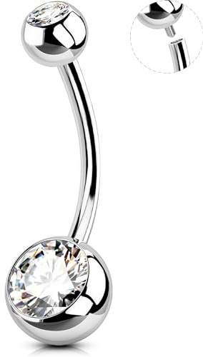 OUFER Belly Button Rings Surgical Steel, Internally Threaded Belly Rings, 14G Belly Piercing Jewelry, Long Belly Button Rings, Navel Piercing Jewelry for Women Men