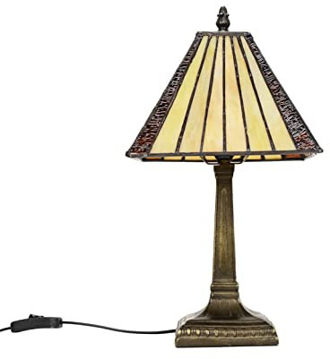 MiniSun | Tiffany Style Bronze Table Lamp with Traditional Stained Glass Lampshade | Table Lamps, Home Décor & Improvement Essential | Includes 4W Bulb [2700K Warm White]