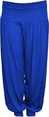 The Fancy Dress® Kids Girls Harem Leggings Loose Baggy Style Full Length Trouser Casual Elastic Waist Ali Baba Pants Yoga Dance Legging Royal Blue, 13