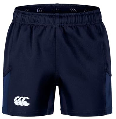 Canterbury Junior Unisex Advantage Rugby Shorts 2.0 | Elasticated Waist | CCC Logo Gym Shorts, Navy, 12