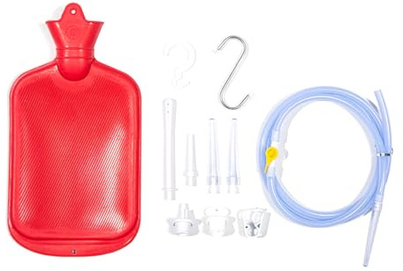 Hsthe Sea Enema Kit 2000ml Kapacitet lavemang Gummi lavemang påse Hemlavemang Kit för kolon avgiftning Rengöring Skölj (röd)