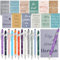 Tenare 12 Set Dankeschön Geschenk für Kollegen Lehrer 12 Inspirierende Notizbücher 12 Motivierender Kugelschreiber Geschenk für Abschluss Büro(Schwarz,Retro)