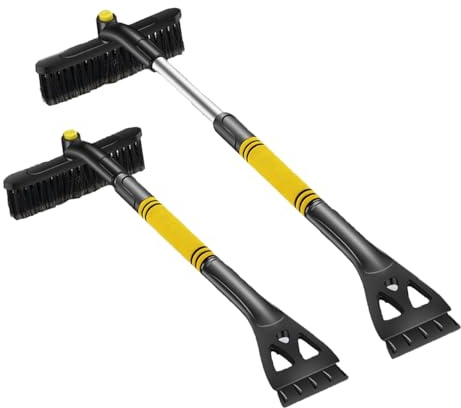 Aicerous® Raschietto per Ghiaccio Auto con Snow Brush, Scraper Ghiaccio Rimovibile 3 in 1, Raschiaghiaccio Estensibile per Auto, con Snow Brush Rotante a 360° (B)