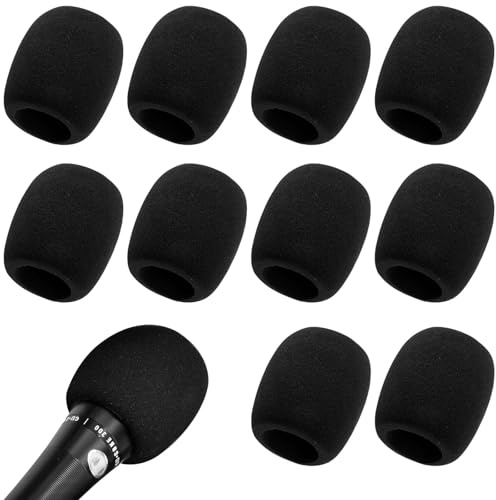 10 Stück Schaumstoff-Mikrofonabdeckungen, Handmikrofon Windschutz mit Guter Elastizität Kontraktilität, Staubdicht Mikrofon Windschutz, Mikrofon Pop Filter für Rede, Nachrichtensendung, KTV, Outdoor