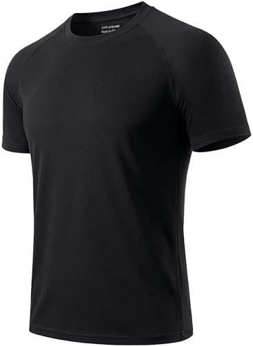 Cimic 1 Piezas Camiseta Deporte Hombre Running Manga Corta Ropa Deportiva Transpirable Basica para Gym Gimnasio 510 Black XL