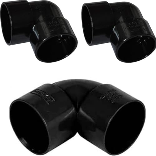32mm Black Solvent Waste Pipe 90-Degree Knuckle Bend, Pack of 3