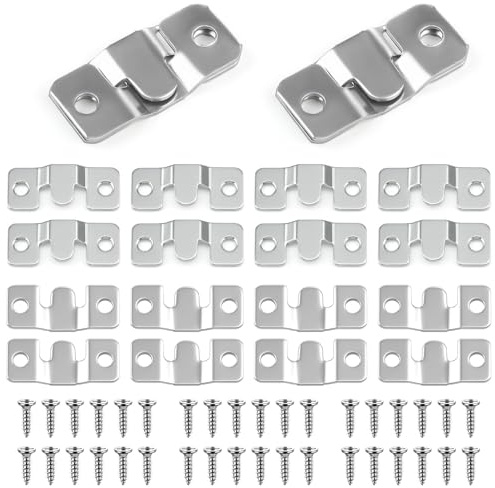 18Pcs Support Montage Encastré Dissimulé avec Vis, Matériel Suspension Mural Acier Inox Suspendu, Fixation Murale Invisible pour Photos, Miroirs, Sffichage D'image (Argenté)