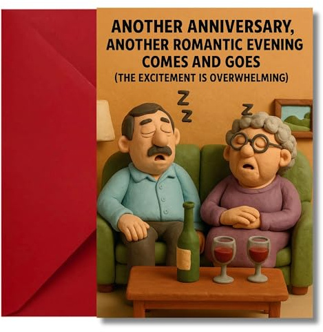 LimaLima Wedding Anniversary Card Funny Romantic Evening Design For Him & Her Husband & Wife