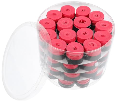 Alasum Cintas para Raquetas de Bádminton y Tenis Antideslizantes de PU, 60 Unidades Rojas, Absorbentes de Sudor, Elásticas y Ligeras, Accesorio Adecuado para Deportes de Raqueta