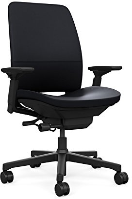 Steelcase Amia Task Chair: Black Frame/Base - 4 Way Adjustable Arms - Hard Floor Casters